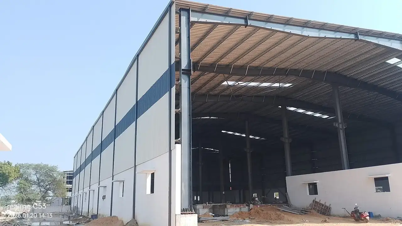 PEB factory shed under construction