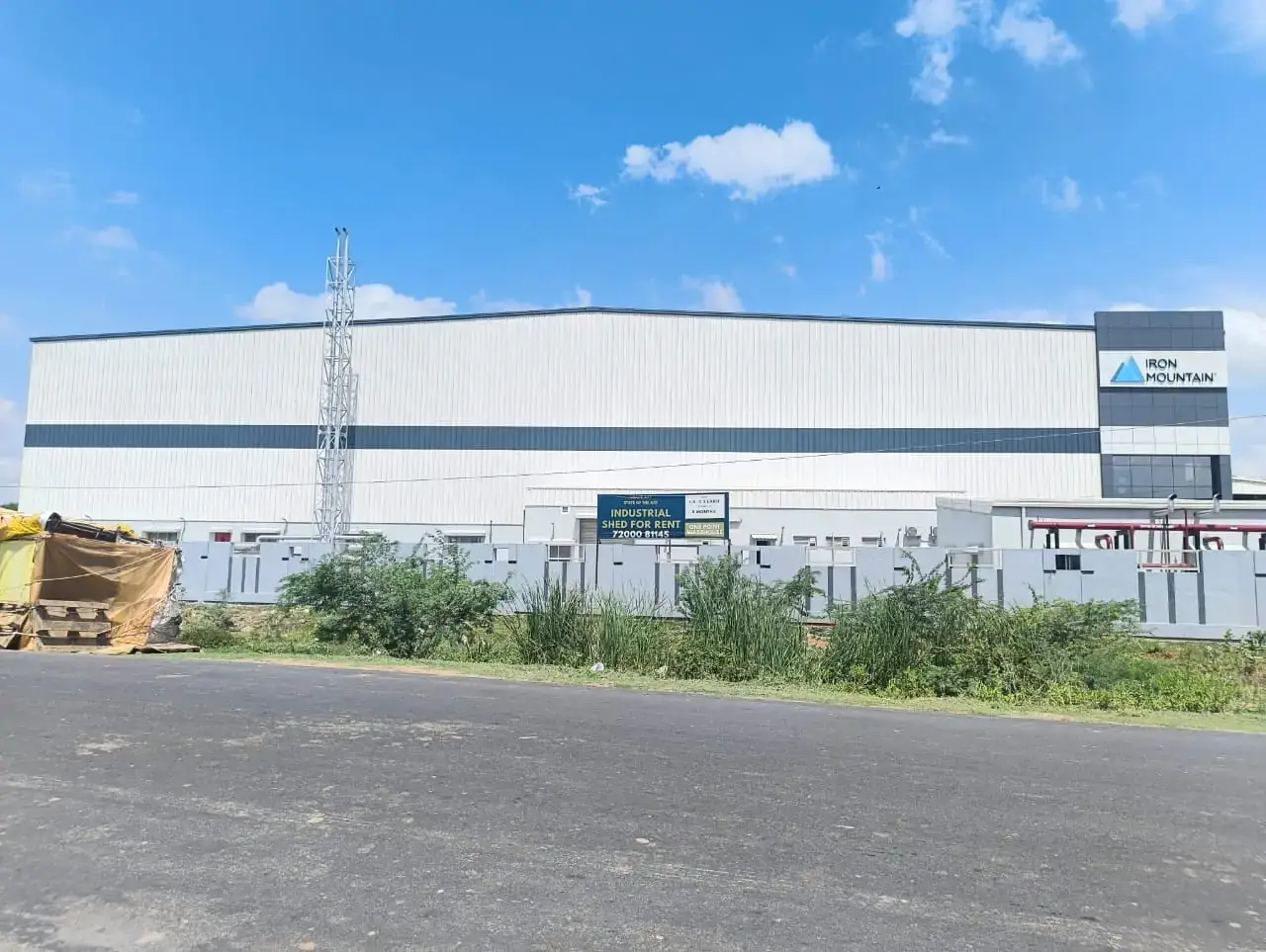 Secured industrial warehouse with boundary wall